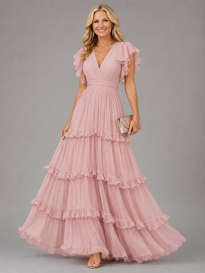 Felicity | Light Pink Elegant Wedding Maxi Dress