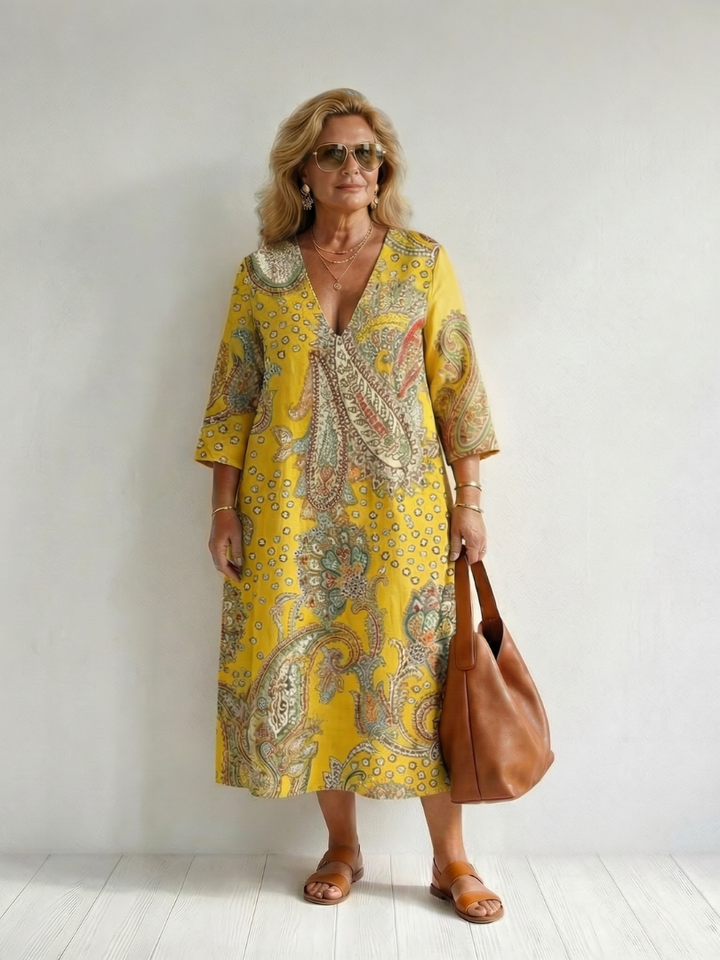 Marnie | Paisley V-Neck Midi Dress