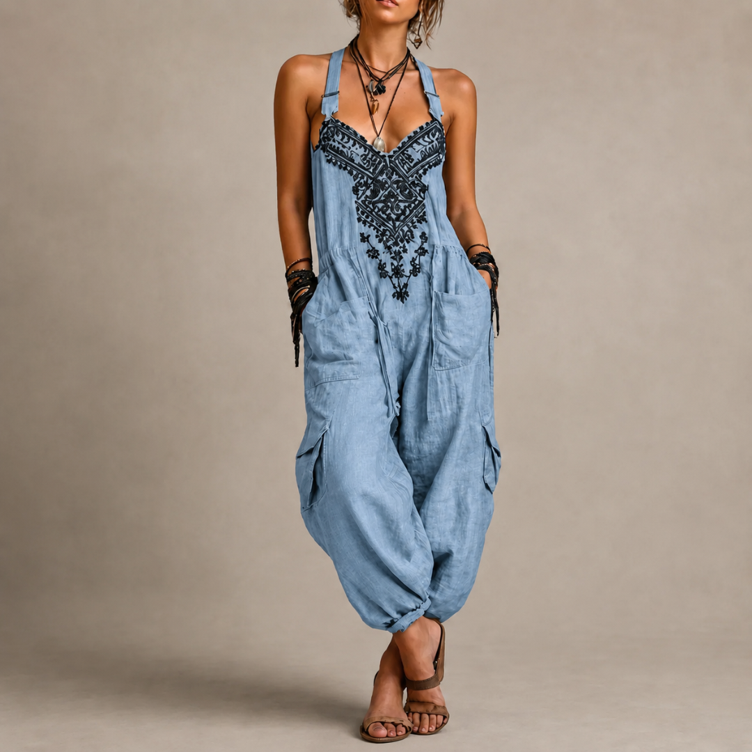 Ainsley™ – Bohemian Embroidered Jumpsuit