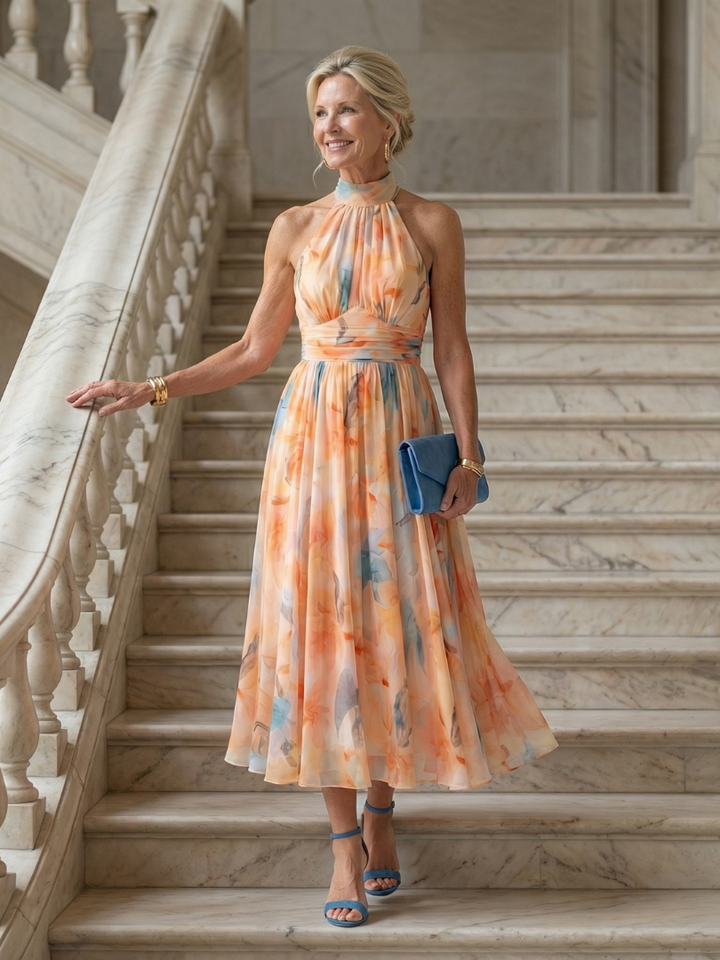 Matilda | Gathered Halter Midi Dress