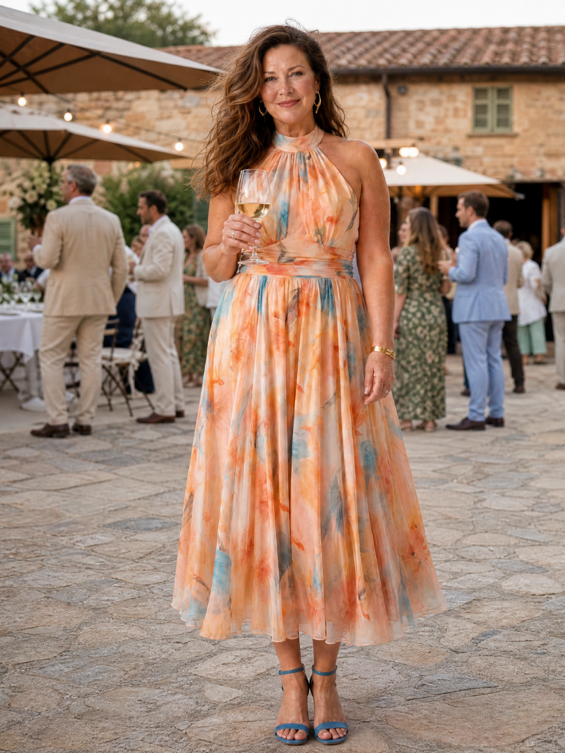 Matilda | Gathered Halter Midi Dress