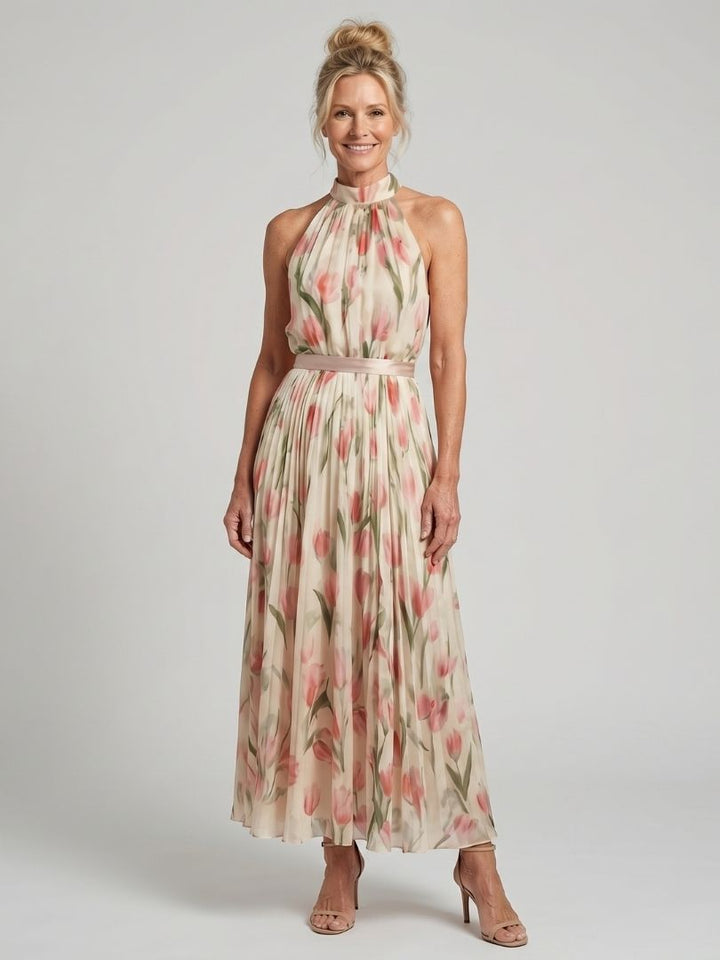 Claudia | Belted Floral Midi Dress