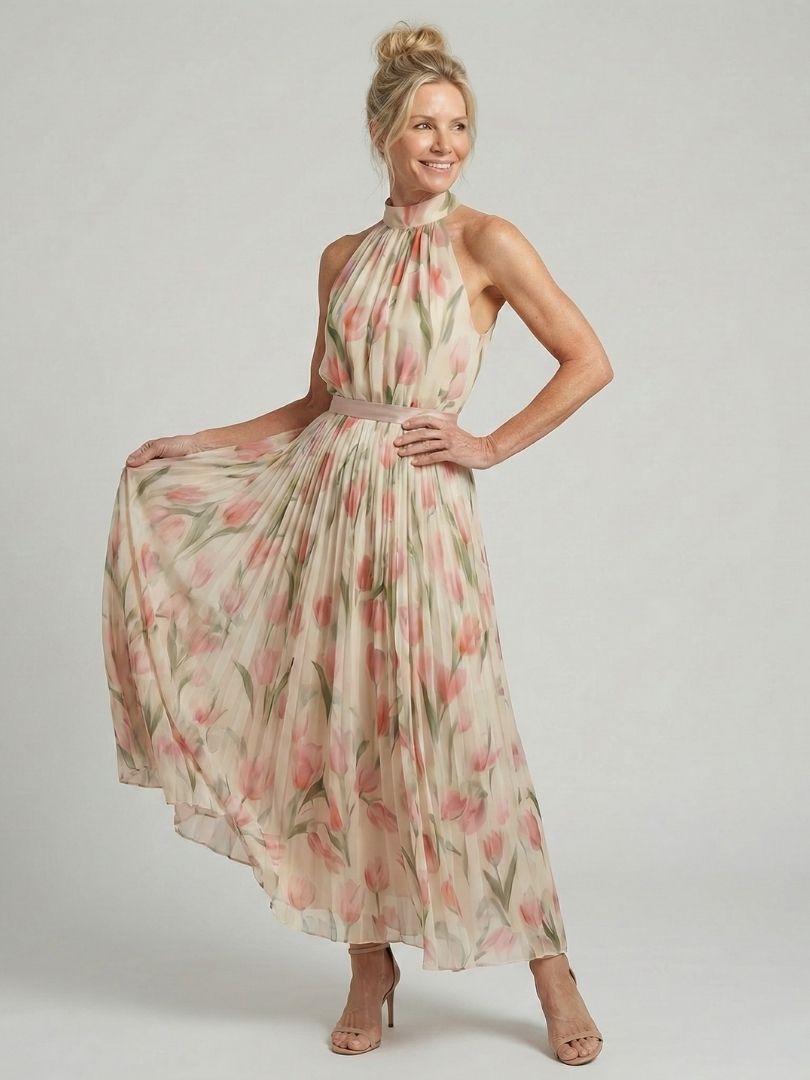 Claudia | Belted Floral Midi Dress